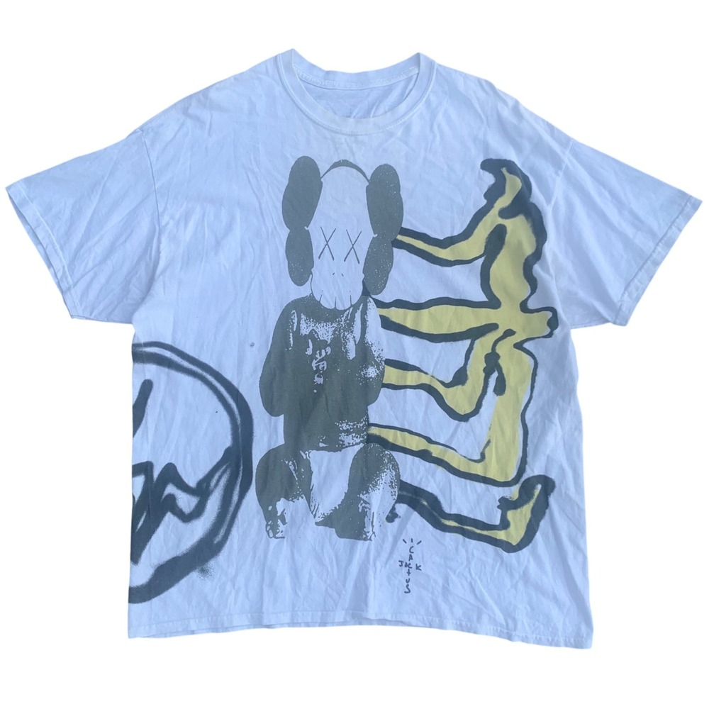 Travis Scott Cactus Jack x KAWS For Fragment Tee White Mens Large Shirt